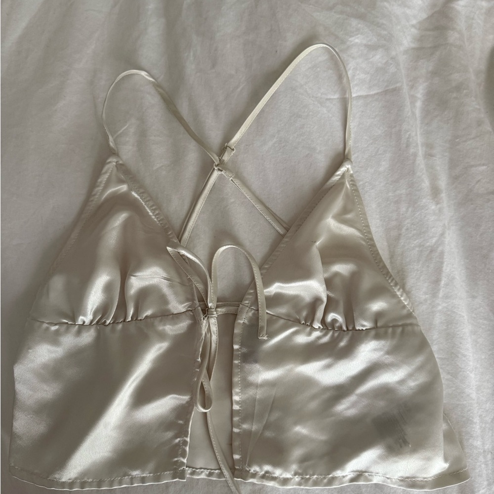 H&M Cream Satin Strappy Top